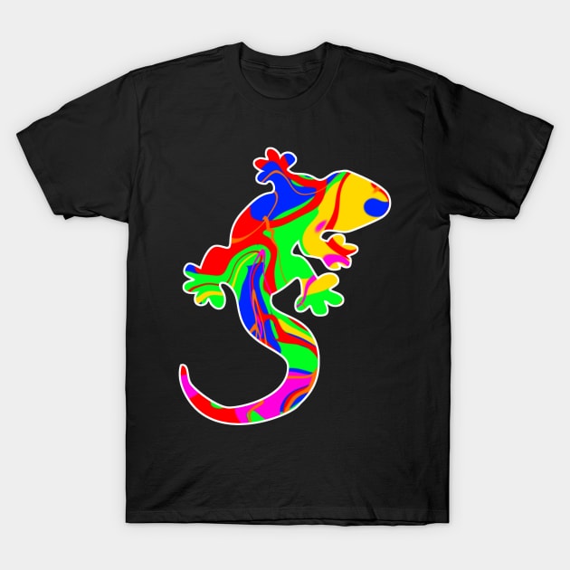 Colorful surreal psychedelic lizard king VII T-Shirt by simbamerch